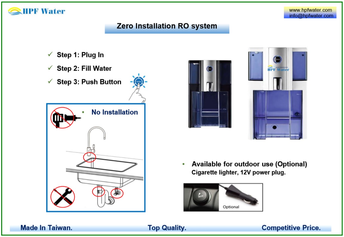 Zero Installation Portable RO system Water dispenser